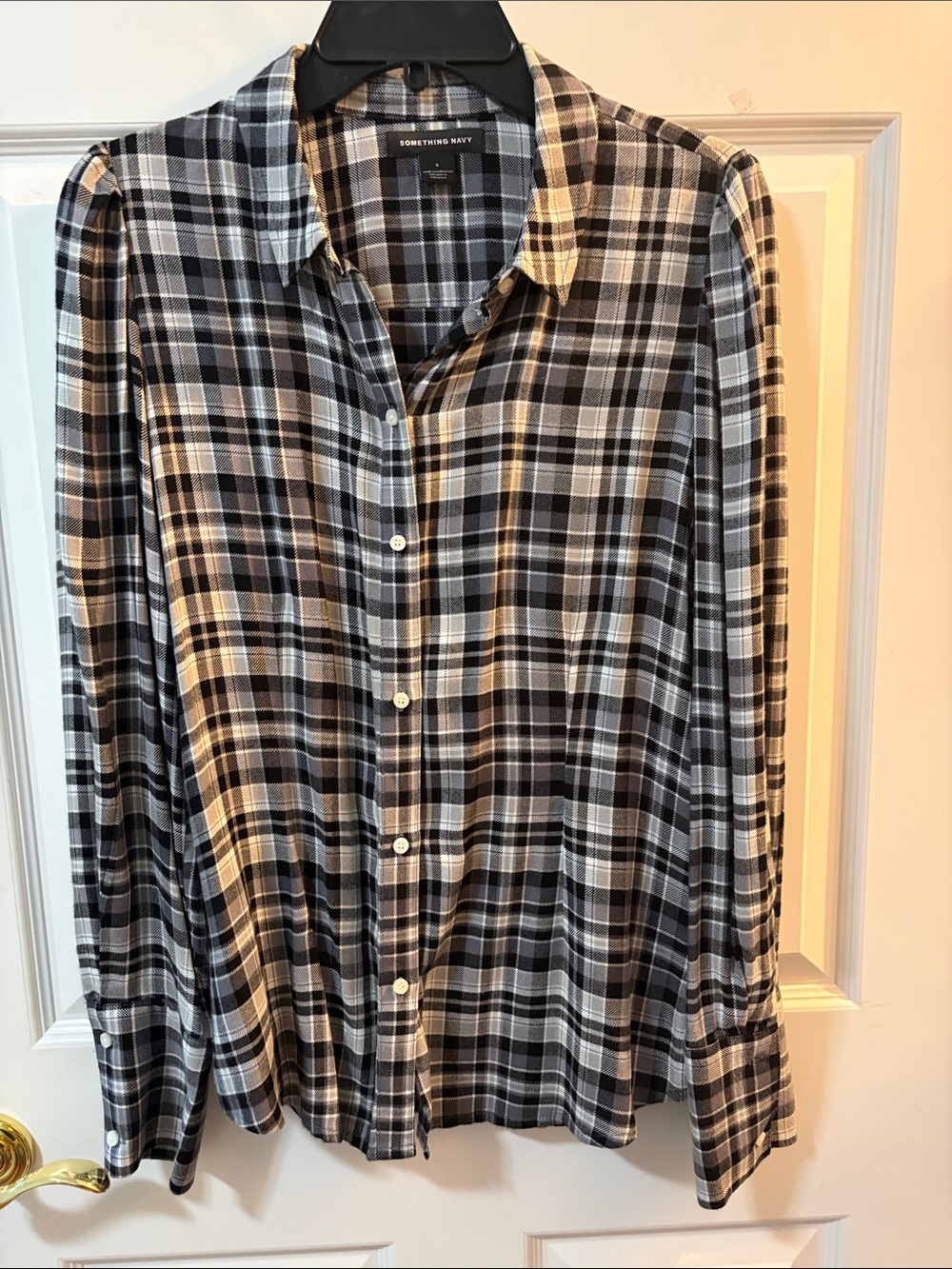 Something Navy Black, White & Gray Plaid Button-Down Shirt